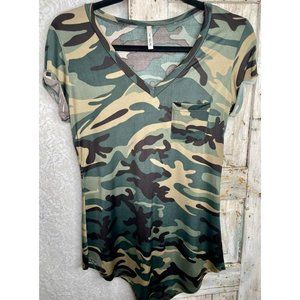 S&S Camouflage Top🖤I Love S&S Inc. Silky & Stretchy Woman’s Size Large New!